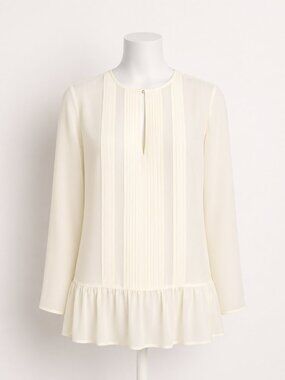 Banana Republic Semi-Sheer Tunic w/Ruffle Bottom Cream Size XS EUC